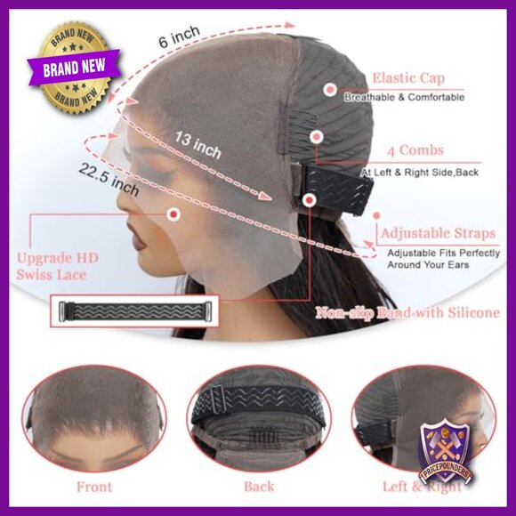 36 Inch 13x6 HD Lace Front Wig Human Hair 200 Density Glueless Pre Plucked main image 5